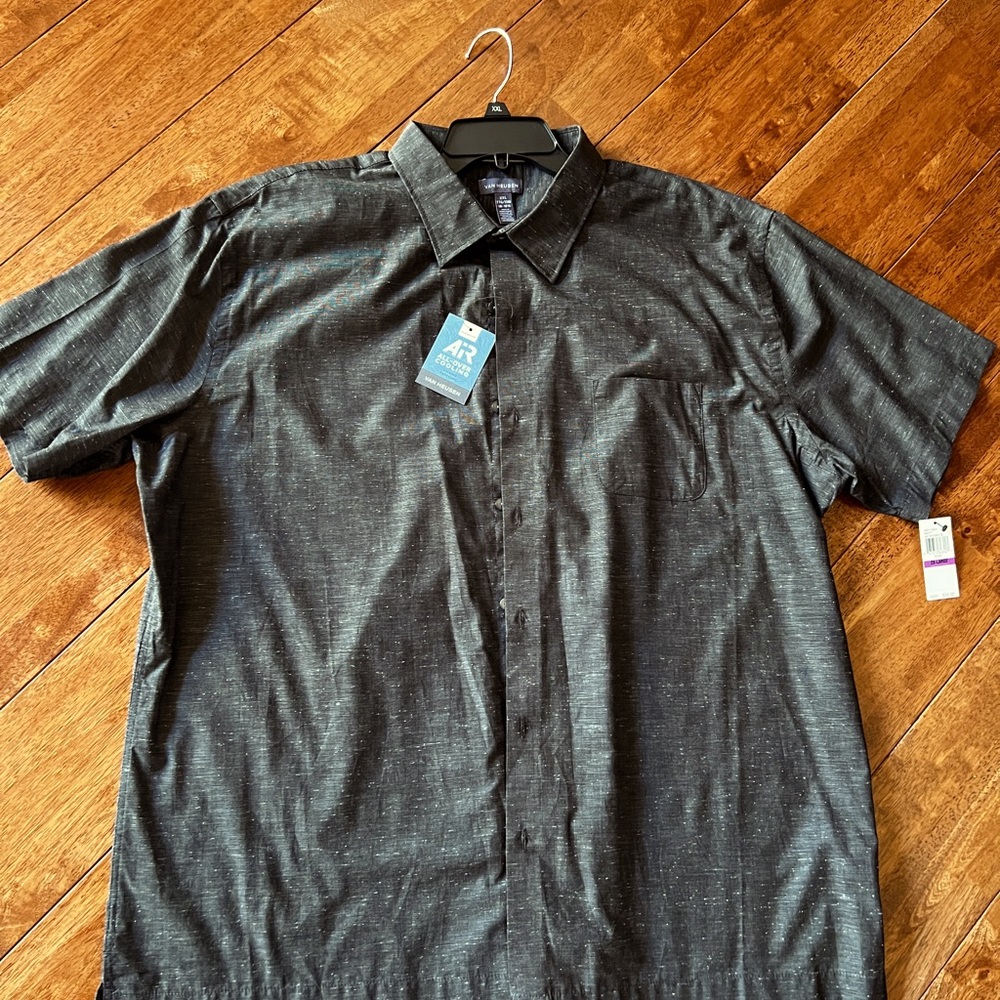 Van Heusen Short Sleeve button down NEW SHIRT, black SIZE XXL